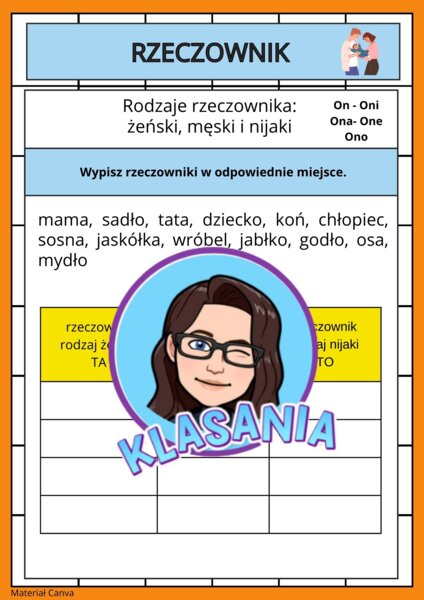 Rzeczownik- rodzaje i liczby rzeczownika