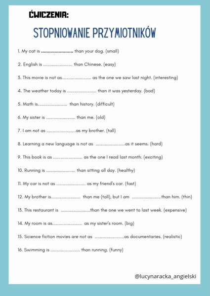 Stopniowanie przymiotników jęz. angielski