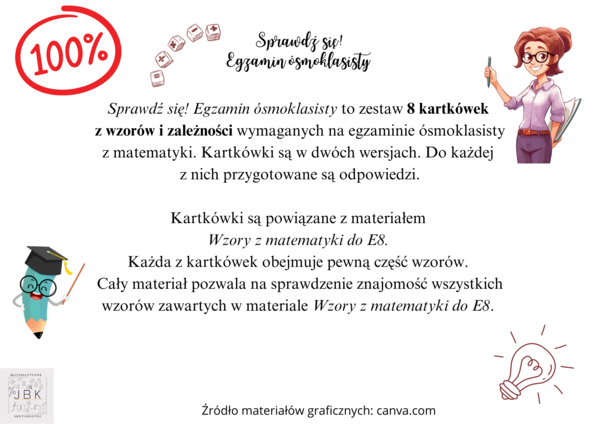 Sprawdź się! Egzamin ósmoklasisty z matematyki - kartkówki z wzorów i zależności