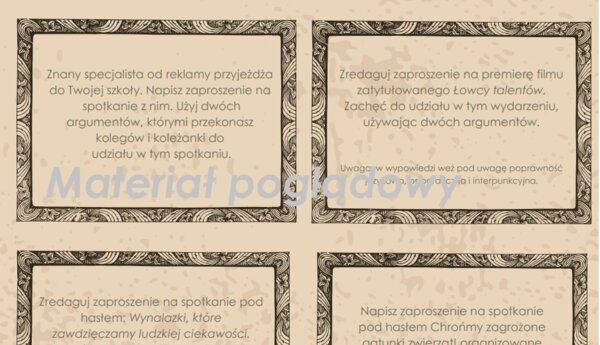 Zaproszenie i ogłoszenie - tematy na egzamin ósmoklasisty