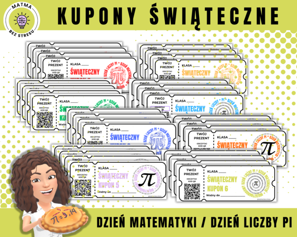 Kupony świąteczne / Bony na Dzień Matematyki / Dzień Liczby PI