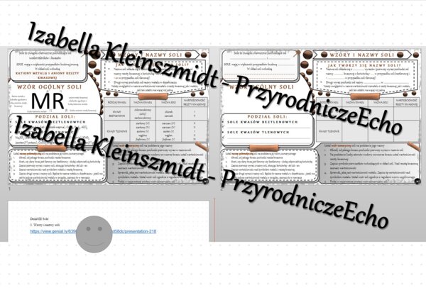 Minizestaw na temat „Nazwy i wzory soli” – sketchnotka + karta pracy w power point + gratisowy link do prezentacji multimedialnej niekomercyjnej wykonanej w genial.ly do indywidualnego pobrania i użycia do celów niekomercyjnych. Chemia 8, „Sole”