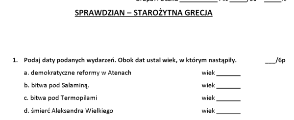 Antyczna Grecja - sprawdzian