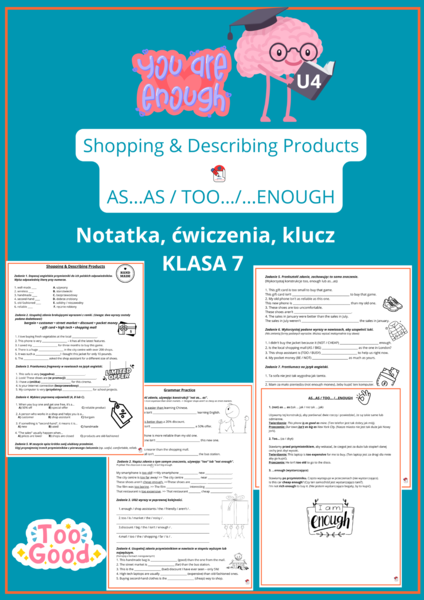 SHOPPING & DESCRIBING PRODUCTS- KONSTRUKCJA TOO /ENOUGH /AS...AS z przymiotnikami KLASA 77