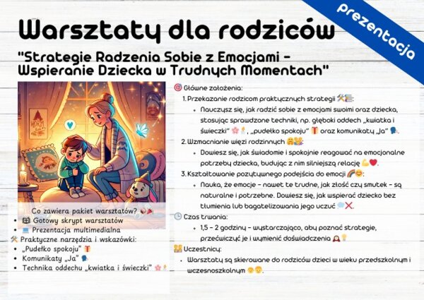 Warsztaty dla Rodziców: "Strategie Radzenia Sobie z Emocjami – Wspieranie Dziecka w Trudnych Momentach"