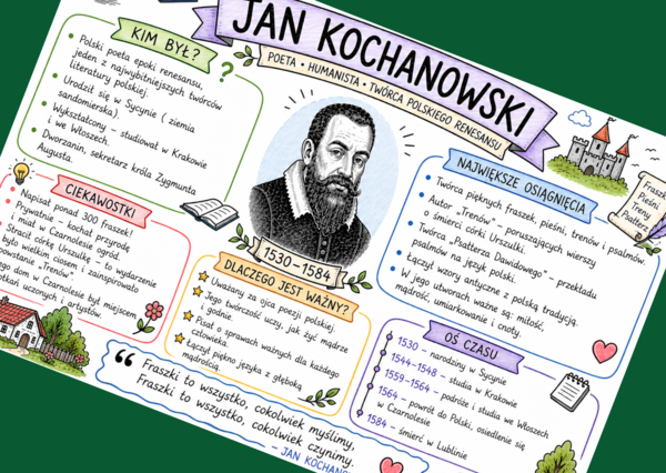 JAN KOCHANOWSKI - sketchnotka - "Treny" - "Fraszki"