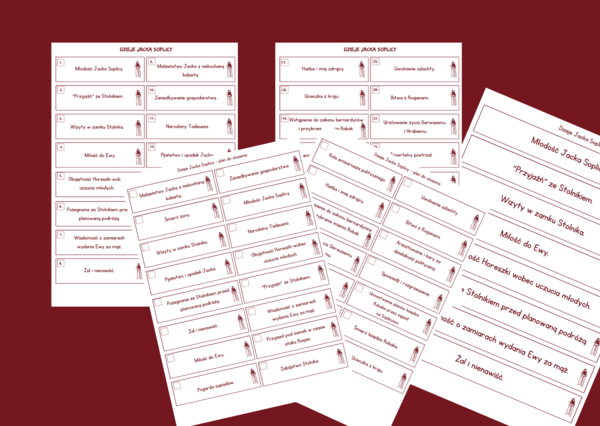 DZIEJE JACKA SOPLICY - plan wydarzeń - PAN TADEUSZ - fiszki