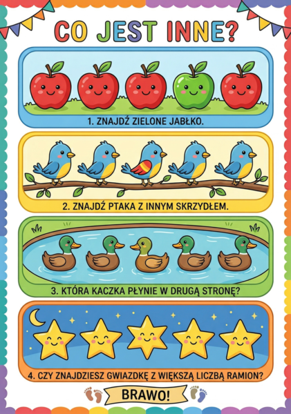 Karta pracy przedszkole - Co jest inne  - 1