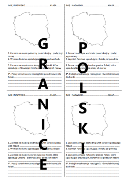 Granice Polski - kartkówka