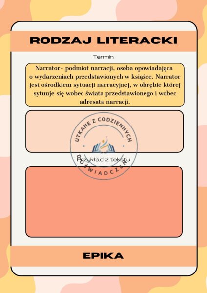 Czy znasz rodzaje literackie?- karty graficzne do ćwiczeń