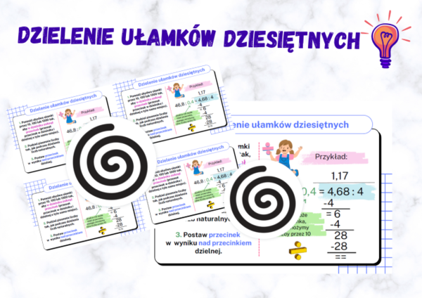 Dzielenie ułamków dziesiętnych – plakat + wklejki