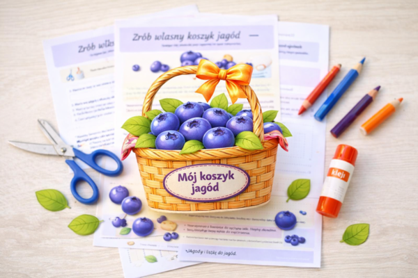Zrób własny koszyk jagód [Wycinanka]