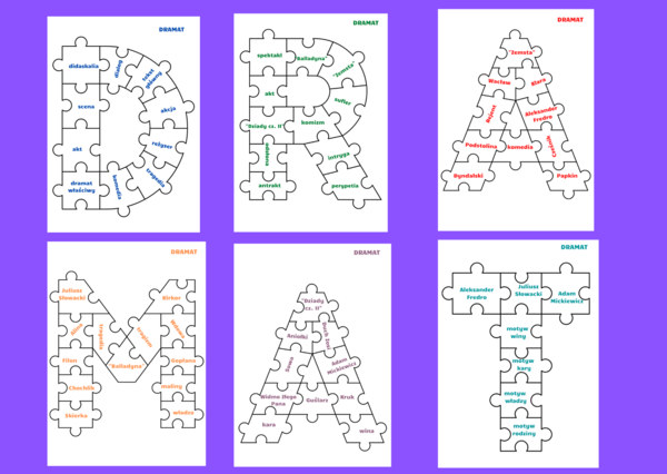 Puzzle - rodzaje literackie - DRAMAT - kl. 8 - powtórzenie