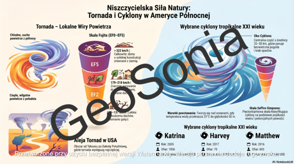 Tornada i cyklony tropikalne w Ameryce Północnej geografia 8 sketchnotka
