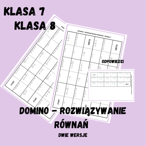 Klasa 7, 8. Domino - rozwiązywanie równań