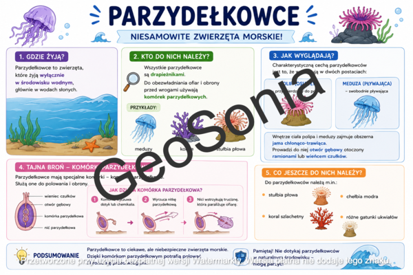 Parzydełkowce   biologia klasa 6 sketchnotka