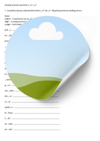 Zasady ortograficzne- ćwiczenia/kartkówka