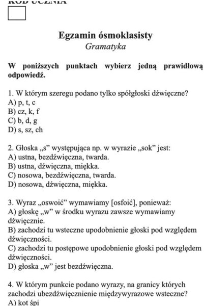 Egzamin ósmoklasisty - Gramatyka