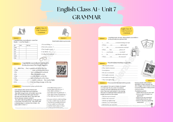 English Class A1+ Unit 7 Grammar (Past Simple Negative and Questions)