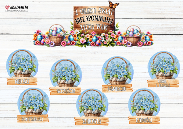 WIELKANOC ŻYCZENIA - NIEZAPOMINAJKI