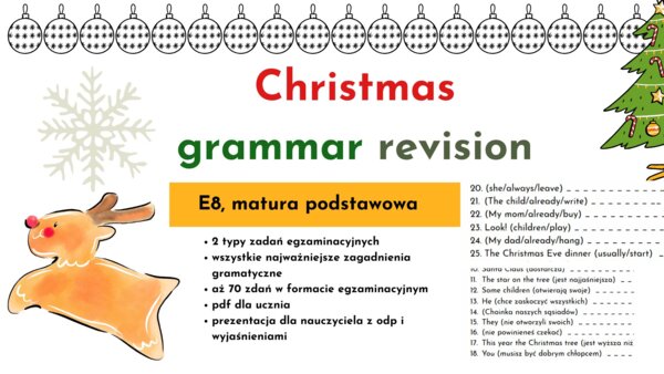 Świąteczna powtórka, Christmas GrammarRevision, E8, matura, gramatykalizacja