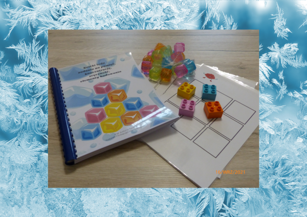 Sekwencje - kostki lodu (można wykorzystać kostki lodu, pompony, klocki lego, koraliki, plastelinę, farby)