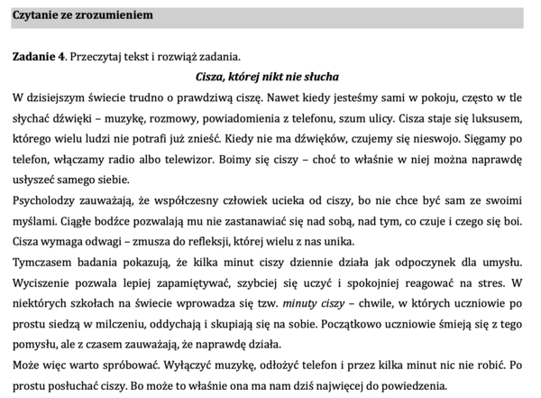 Zajęcia wyrównawcze z języka polskiego - zestaw zadań