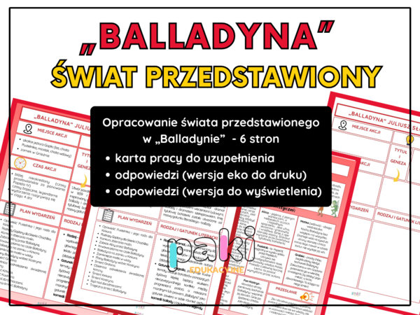 „Balladyna” – świat przedstawiony // karta pracy, notatka