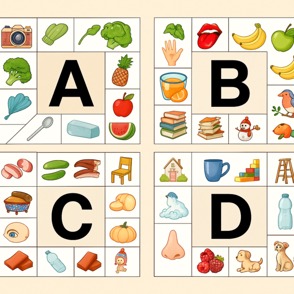 Alfabet Obrazkowy – Karty z Literami i Ilustracjami (A–Z)