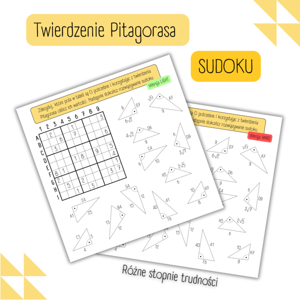 TWIERDZENIE PITAGORASA - sudoku. Wprowadzenie.