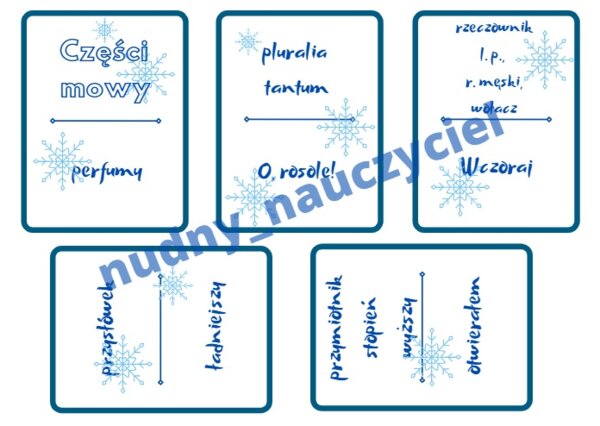 Domino - części mowy - wersja biała