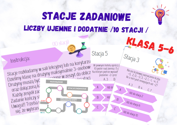 Stacje zadaniowe – LICZBY UJEMNE I DODATNIE klasa 5-6