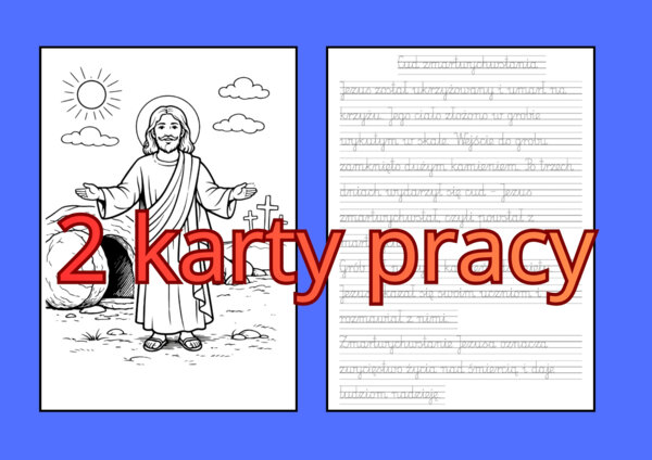 Zmartwychwstanie - kolorowanka i notatka - pisanie po śladzie