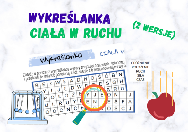 Wykreślanka - Ciała w ruchu (2 wersje)