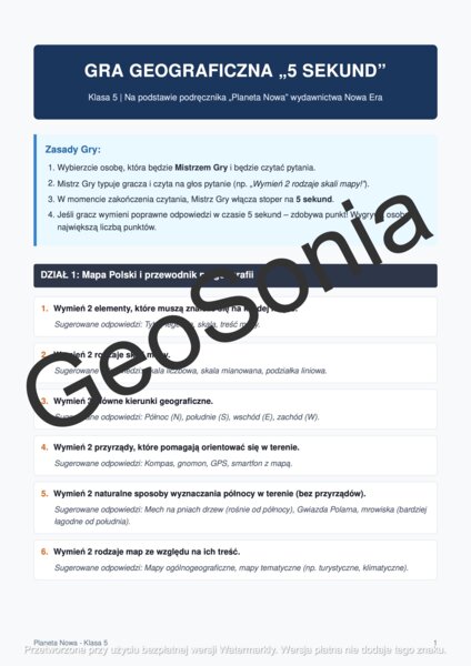 Gra geograficzna 5 sekund klasa 5