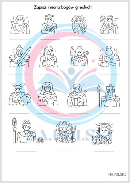 Bogowie greccy - graficzna karta pracy