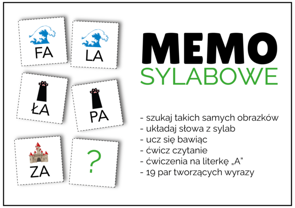 MEMO Sylabowe - 19 par tworzących wyrazy z literką "A"