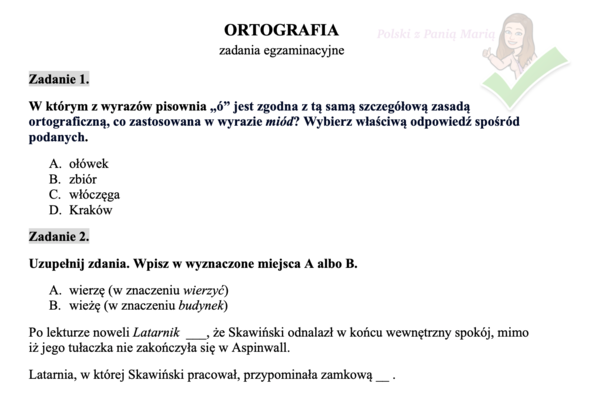 Ortografia - zadania egzaminacyjne