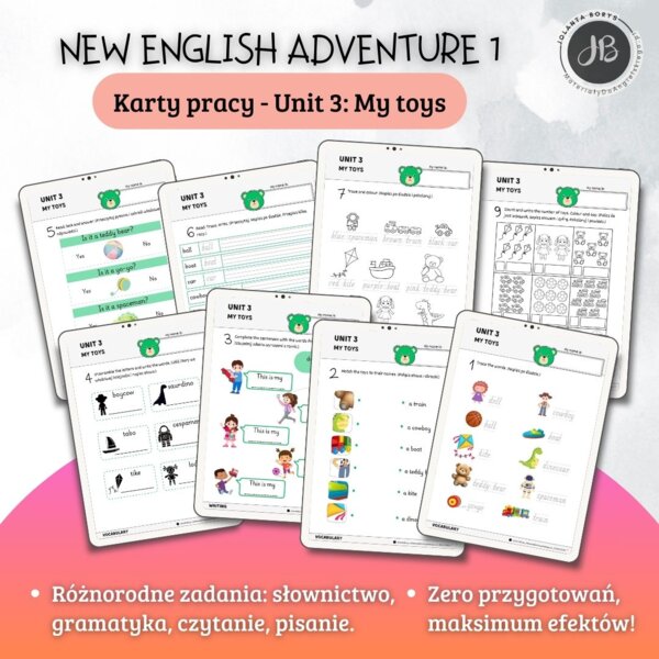 New English Adventure 1 – Unit 3: My toys – Karty pracy dla klasy 1