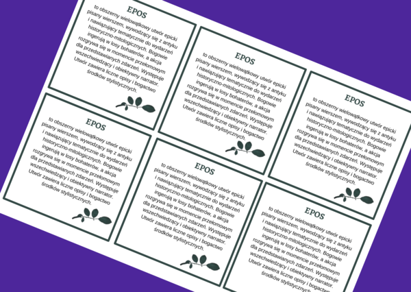 EPOS - epika – cechy – wklejka