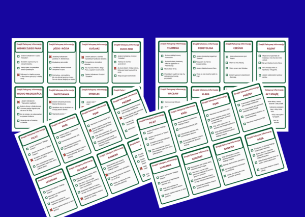BOHATEROWIE lektur kl. 7-8 - ZNAJDŹ FAŁSZYWĄ INFORMACJĘ – fiszki - 80 szt. – powtórka – egzamin + odpowiedzi
