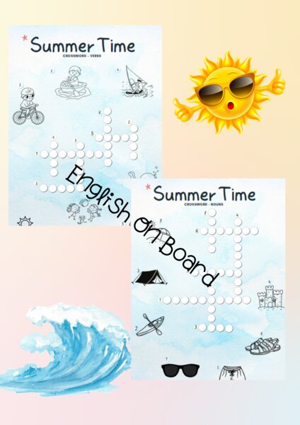 Summer crosswords with answer key/ Dwie krzyżówki z kluczem odpowiedzi.