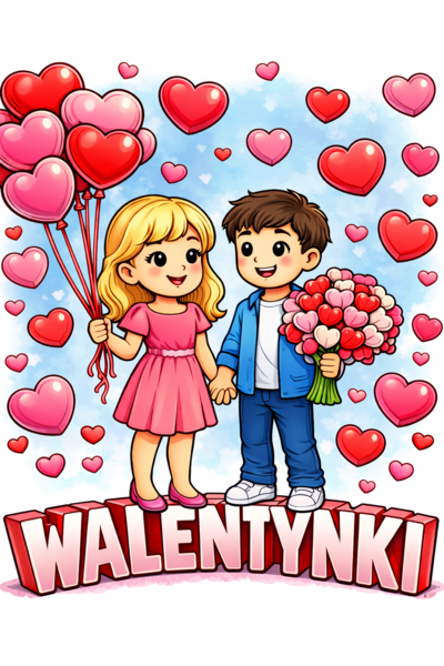 Darmowa kolorowanka do druku - WALENTYNKI (A4, PDF)
