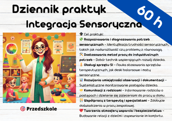 Dziennik Praktyk Integracji Sensorycznej – 60 h - przedszkole