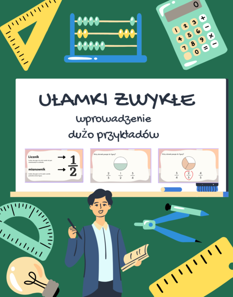 📘 Ułamki zwykłe – prezentacja do wprowadzenia tematu ( dużo przykładów)