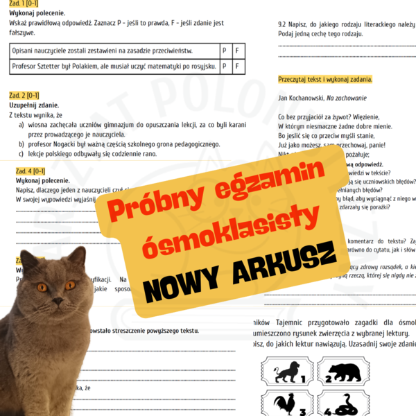Próbny egzamin ósmoklasisty z języka polskiego  - kwiecień 2026 + KLUCZ ODPOWIEDZI