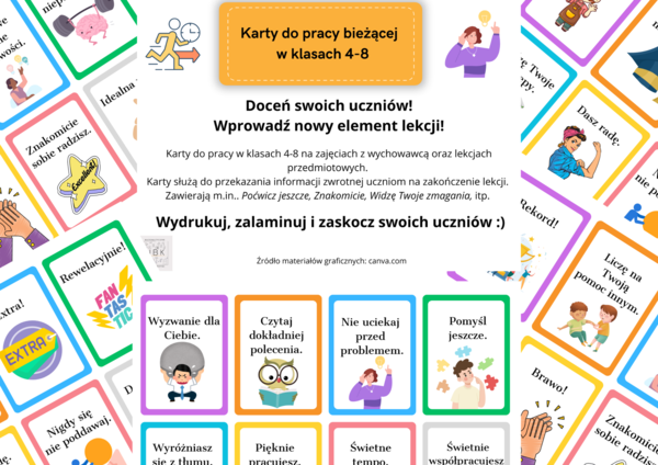 Karty do bieżącej pracy - informacja zwrotna w graficznej formie