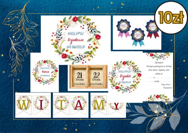 Dzień Babci i Dziadka (dekoracje, girlanda, zaproszenie, order dla najlepszycj dziadków)