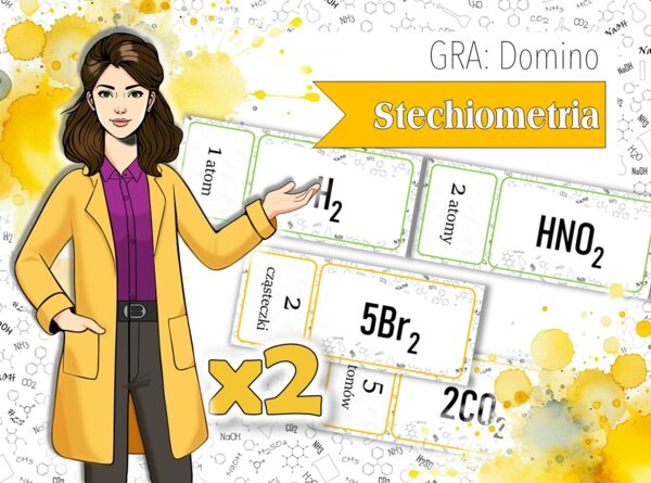 Klasa 7. Chemia. Współczynniki i indeksy stechiometryczne. Domino. ZESTAW