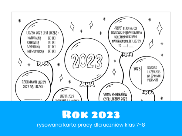 Matematyka. Klasa 7. Klasa 8. Rok 2023. Rysowana karta pracy. Powtórzenie wiadomości.